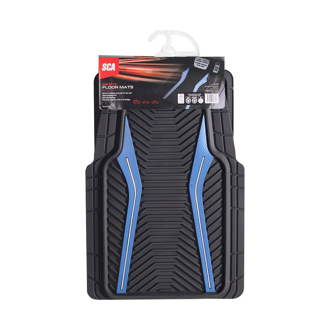 SCA Floor Mats PVC Rubber Sports Blue Set of 4, , scanz_hi-res