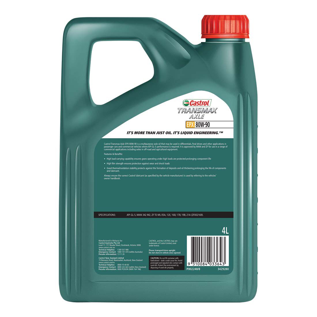 Castrol TRANSMAX AXLE EPX 80W-90 Gear Fluid 4 Litre, , scanz_hi-res