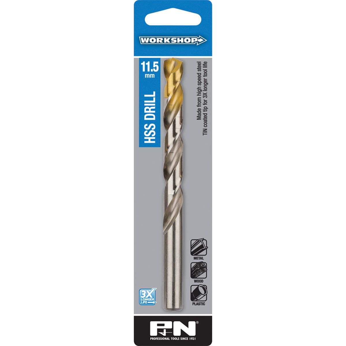 P&N Workshop Drill Bit HSS Tin Tipped 11.5mm, , scanz_hi-res
