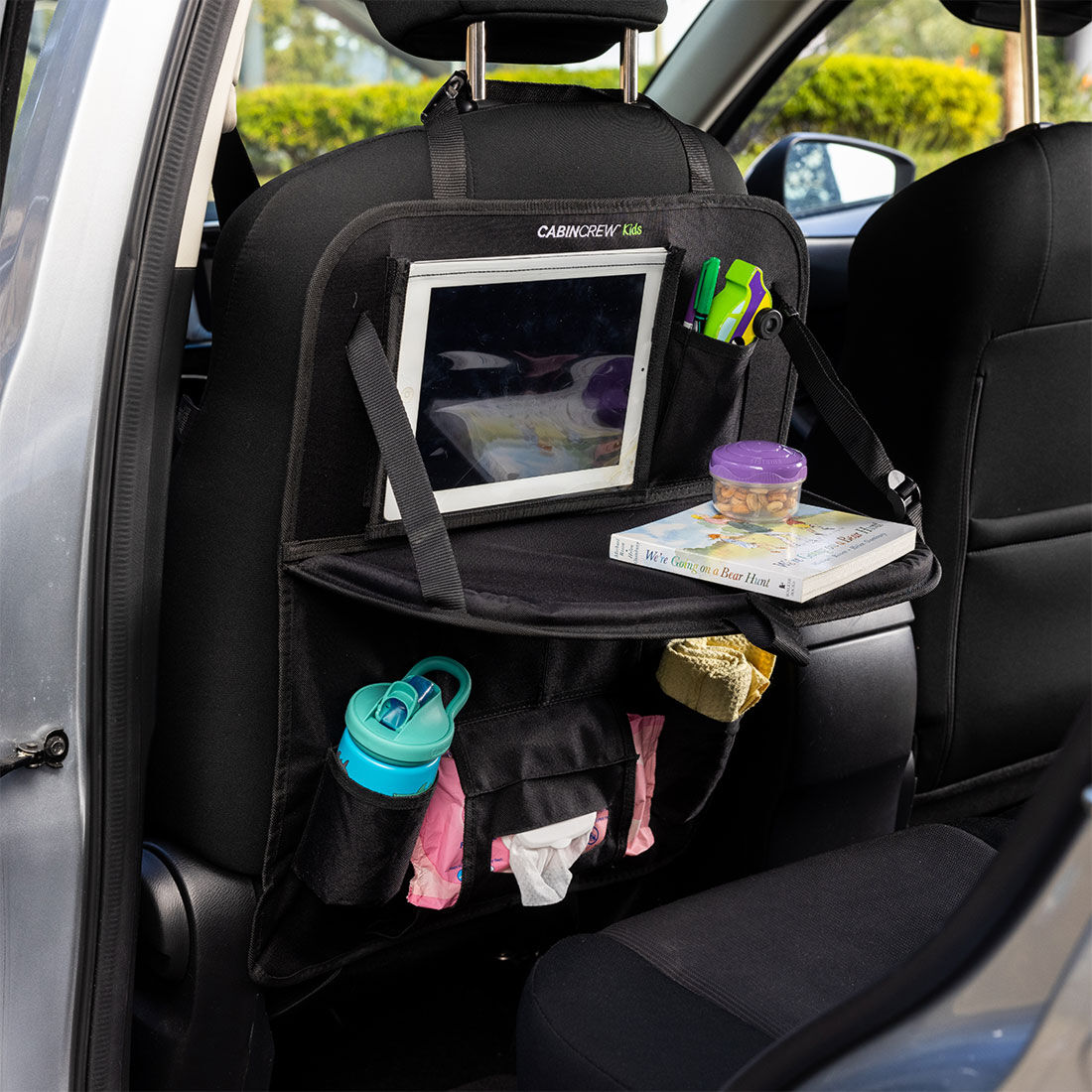Cabin Crew Kids Back Seat Organiser with Tray Black Supercheap Auto New Zealand