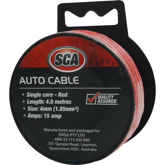 SCA Automotive Cable - Single Core, 15A 4mm x 4m, Red, , scanz_hi-res