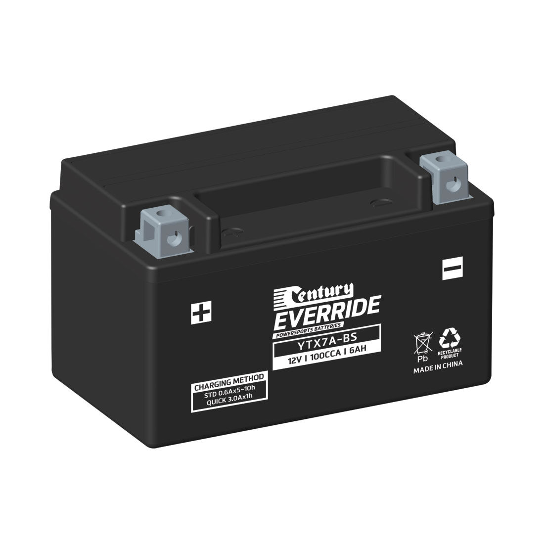 Century EverRide Powersports Battery YTX7A-BS, , scanz_hi-res