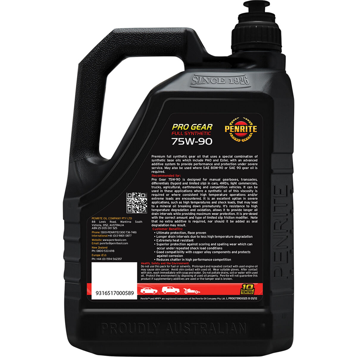 Penrite Pro Gear Oil - 75W-90 2.5 Litre, , scanz_hi-res