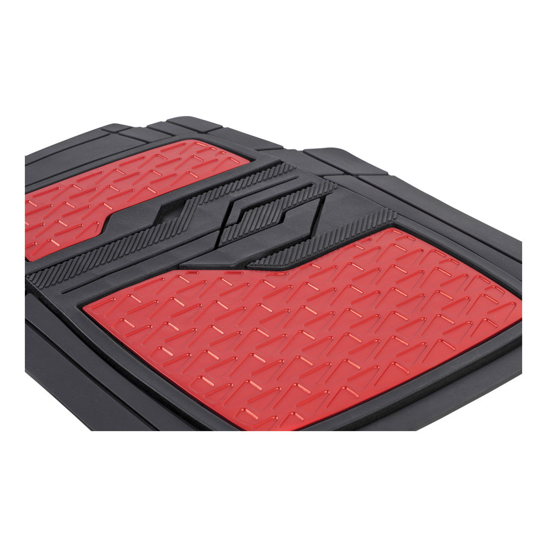 SCA Checkerplate PVC Car Floor Mats - Set of 4, Red/Black, , scanz_hi-res