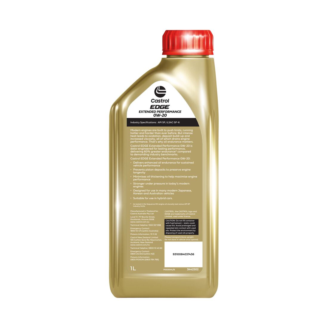 Castrol EDGE Extended Performance Engine Oil 0W-20 1 Litre, , scanz_hi-res