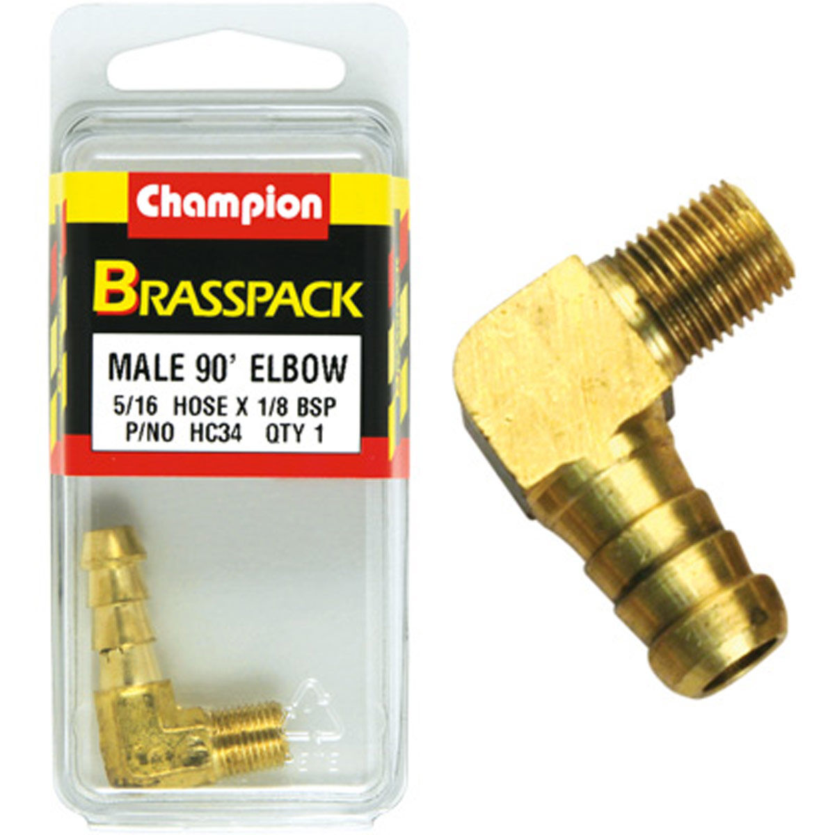 Champion Male Brass Pack 90&deg; Elbow HC34, 5/16" x 1/8", , scanz_hi-res