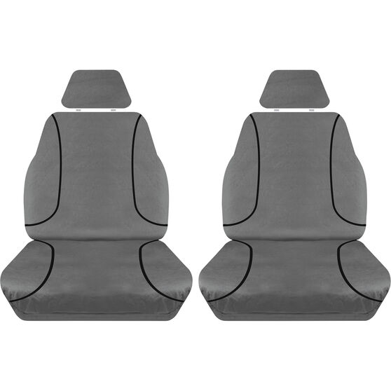 Tradies Canvas Ready Made Seat Covers Front Pair Grey suits Triton, , scanz_hi-res