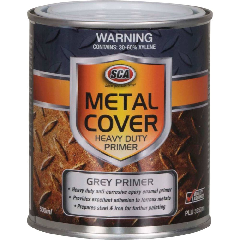 SCA Metal Cover Rust Paint Enamel, Heavy Duty Grey Primer, 500mL