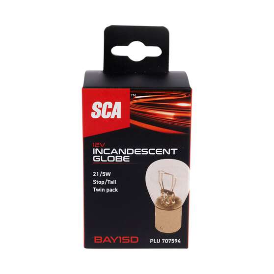 SCA Incandescent Globe - P21 BAY15D 12V 21/5W - 2 Pack, , scanz_hi-res
