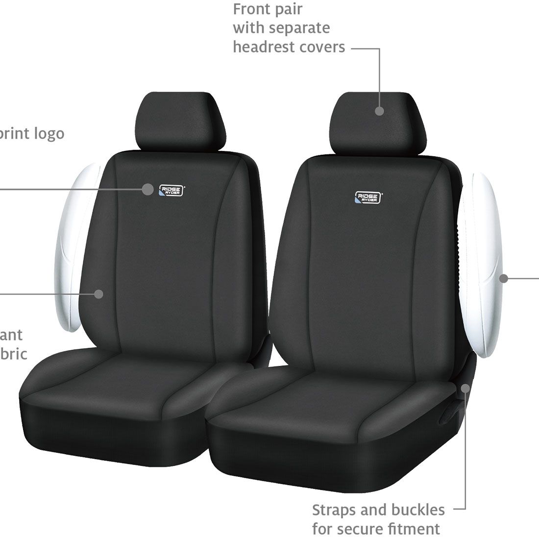 Ridge Ryder Neoprene Seat Covers Black 30SAB, , scanz_hi-res