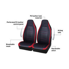 SCA Racing Leather Look & Mesh Seat Covers Black/Red Airbag Compatible, , scanz_hi-res