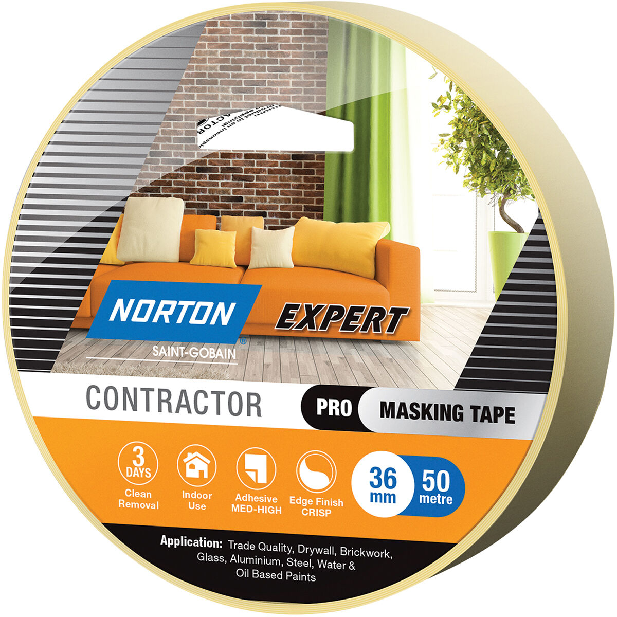 Norton Expert 3 Day Masking Tape - 36mm x 50m, , scanz_hi-res