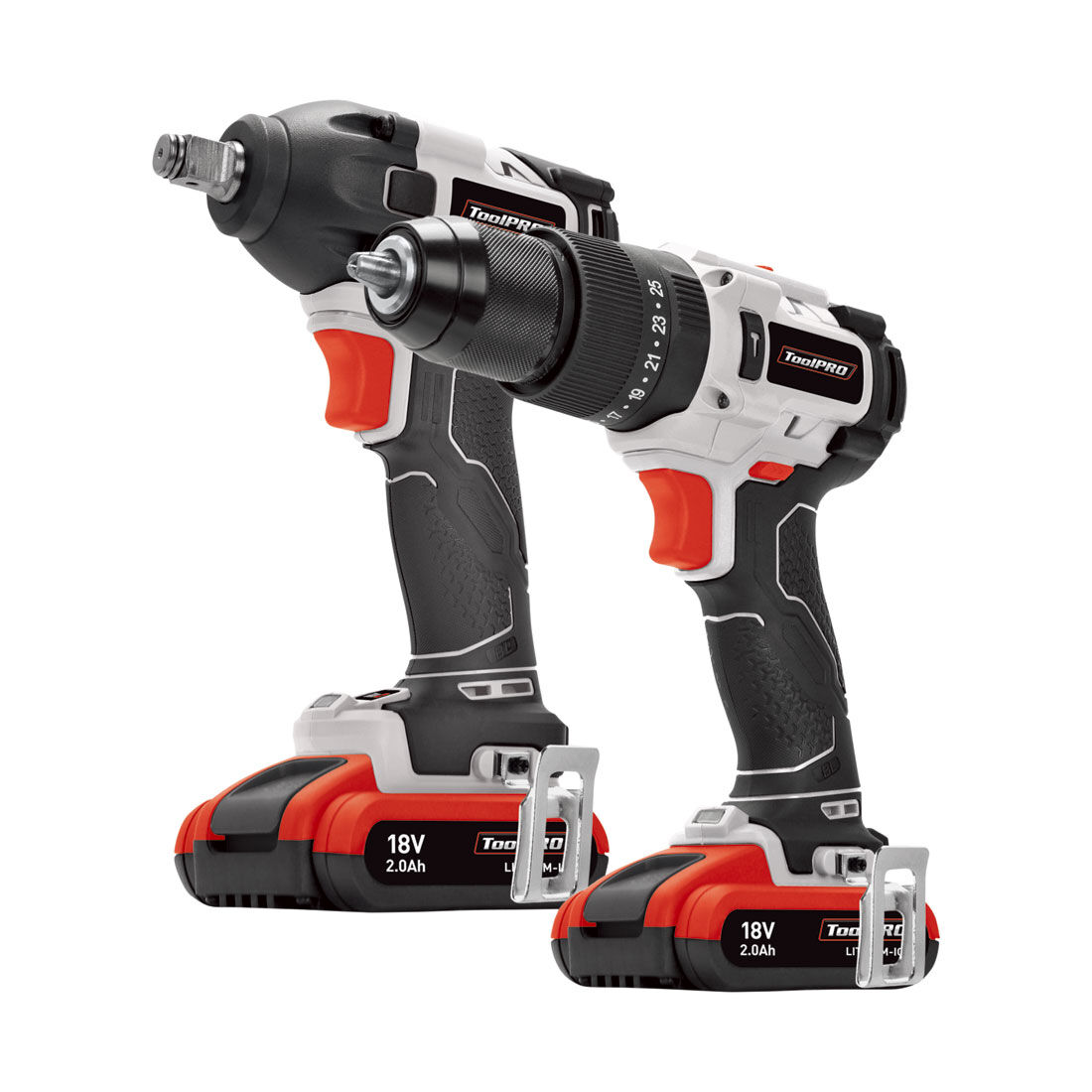 ToolPRO 18V Brushless Hammer Drill & Wrench Kit 2.0Ah, , scanz_hi-res