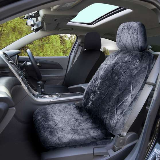 SCA Diamond Cut Sheepskin Single Seat Cover Slate Adjustable Headrests Airbag Compatible 30SAB, , scanz_hi-res