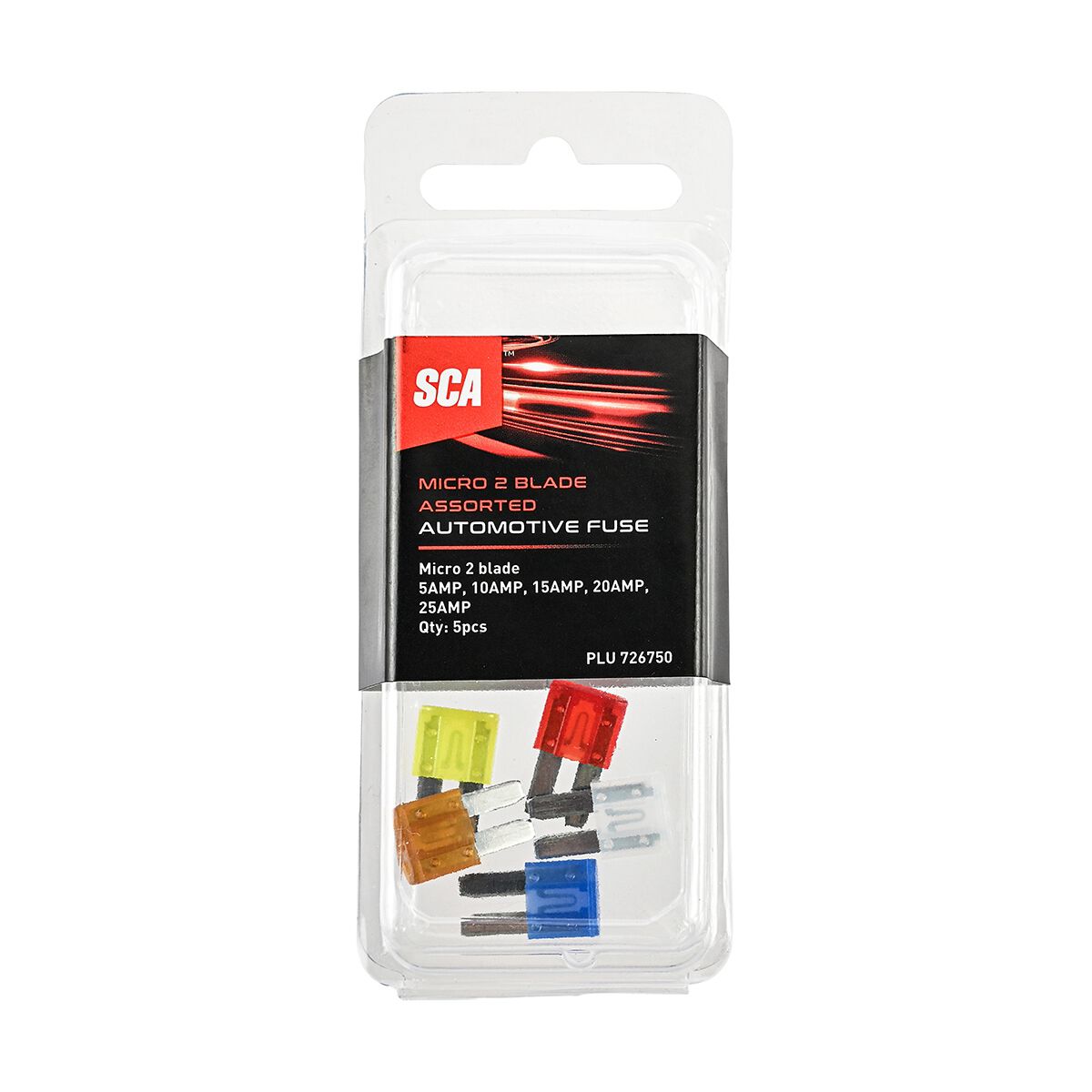 SCA Automotive Fuses - Micro 2 Blade, Assorted, 5 Pack, , scanz_hi-res