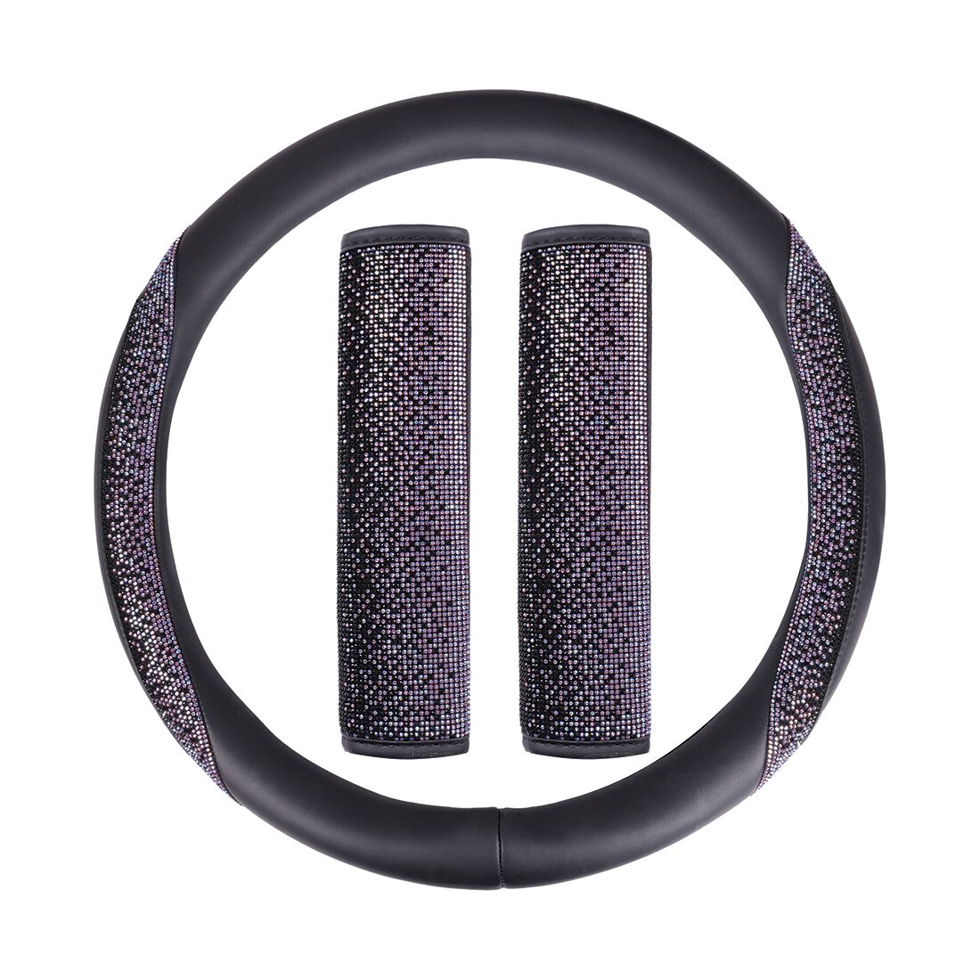 SCA Ombre Bling Leather Look Steering Wheel Cover and Seat Belt Buddies, , scanz_hi-res