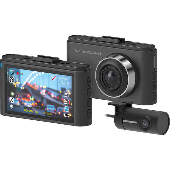 Nanocam+ 1080p FHD Front and Rear Dash Cam WiFi & Super Capacitor NCP-DVRW2S, , scanz_hi-res