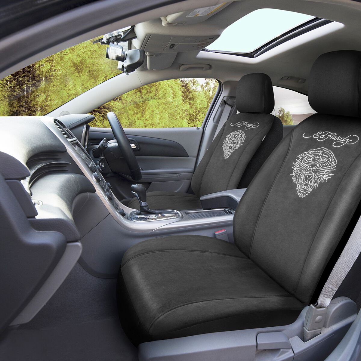 Ed Hardy Tiger Bling Seat Cover - Velvet/Black 30SAB, , scanz_hi-res