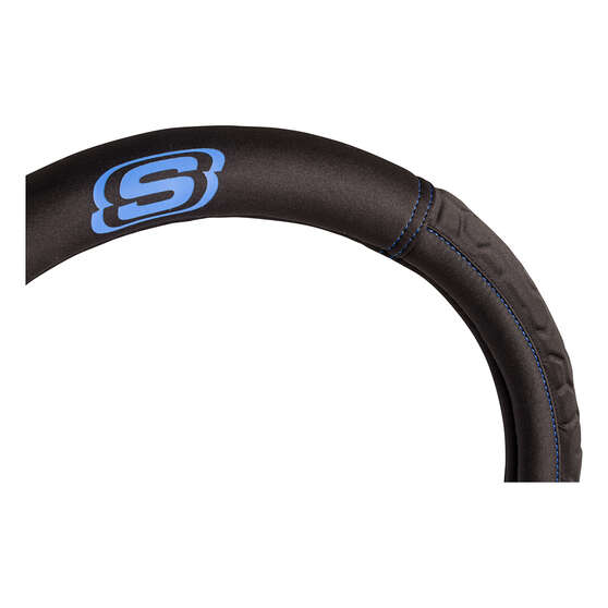 Skechers Gel Memory Foam Steering Wheel Cover Black/Blue 380mm, , scanz_hi-res