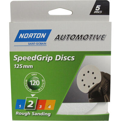 Norton 125mm Speed Grip Disc 120 Grit 5 Pack, , scanz_hi-res