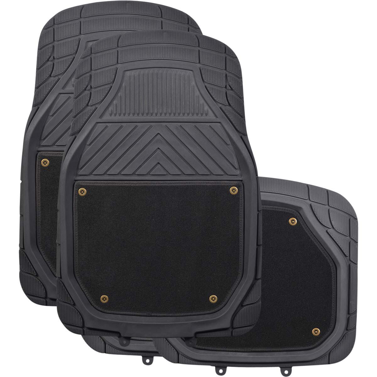 Ridge Ryder Deep Dish Combo Carpet/PVC Car Floor Mats - Set of 4, Black, , scanz_hi-res