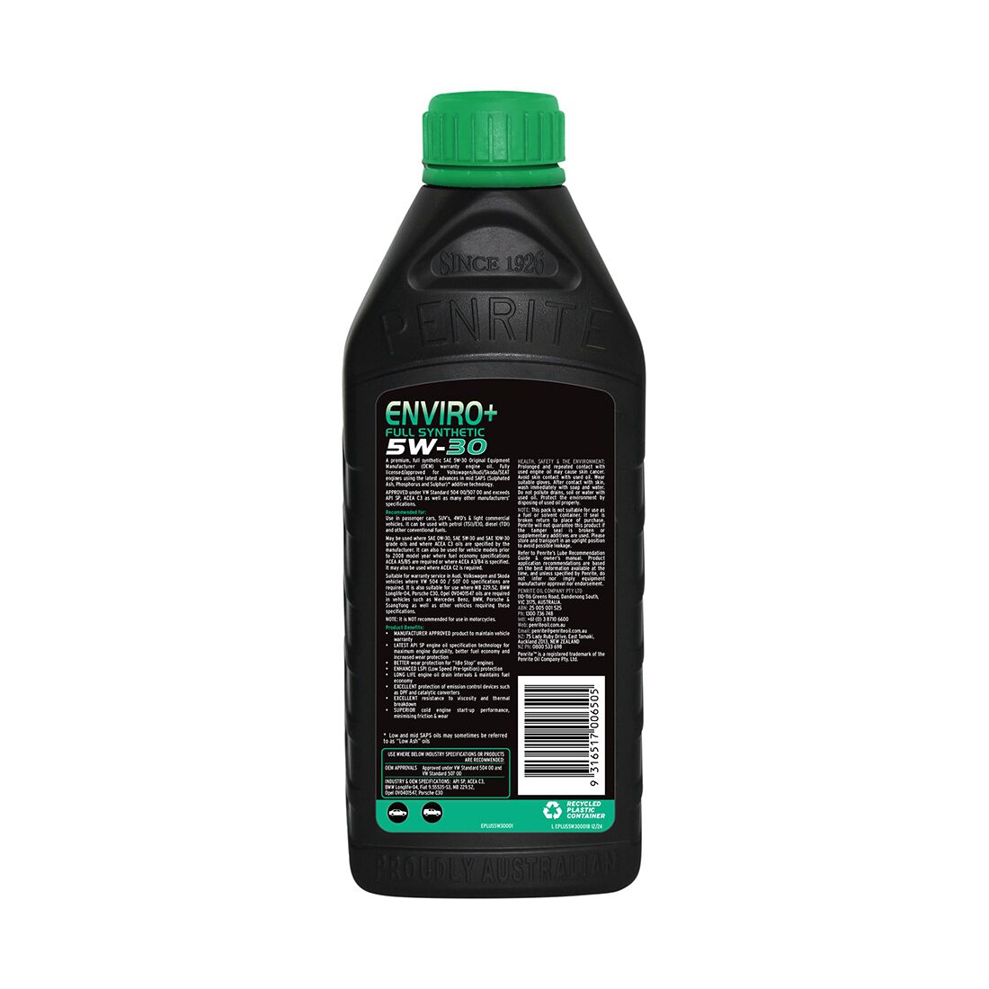 Penrite Enviro+ Engine Oil - 5W-30 1 Litre, , scanz_hi-res