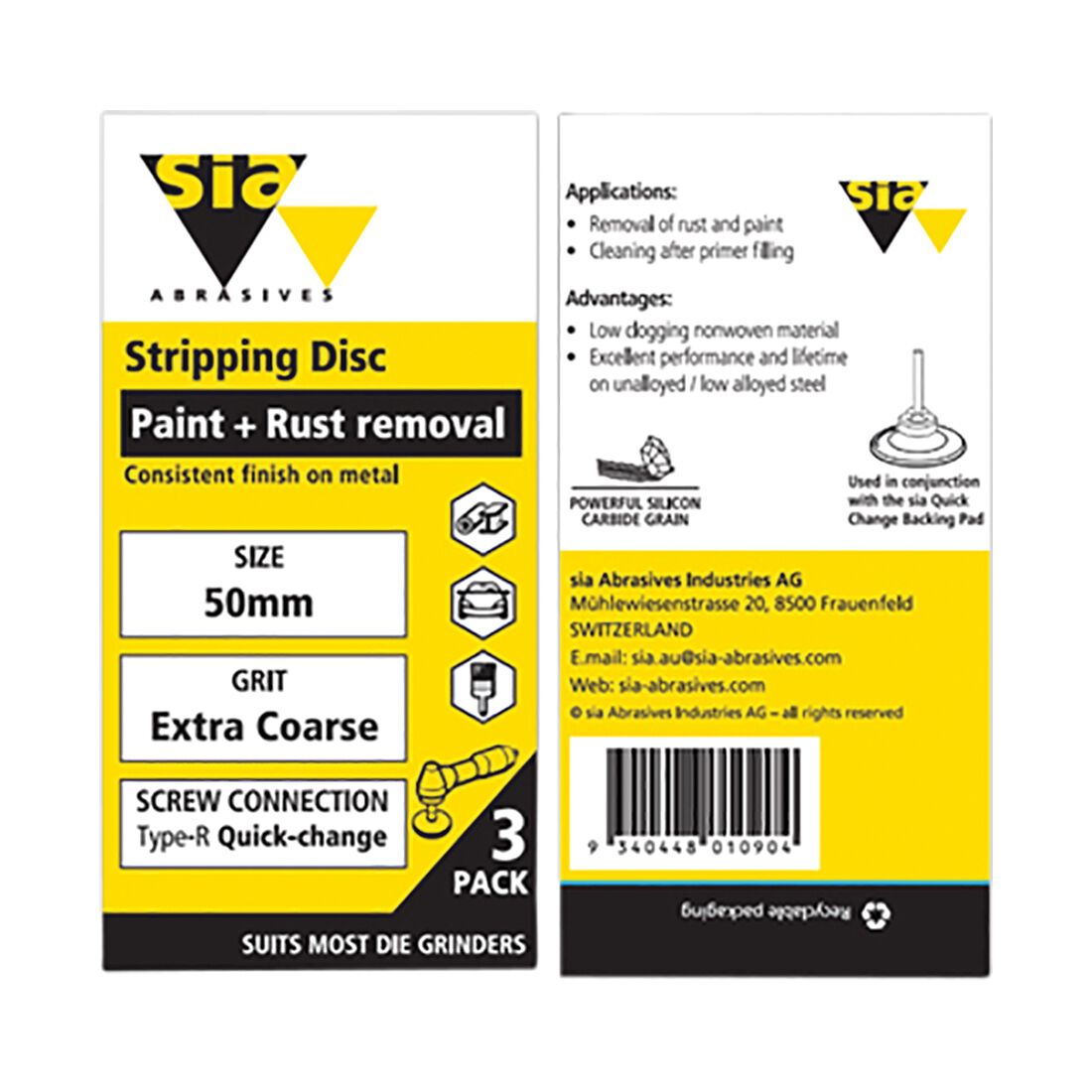 SIA Abrasives Stripping Disc 50mm, 6300 Series, Quick Change 3 Pack, , scanz_hi-res