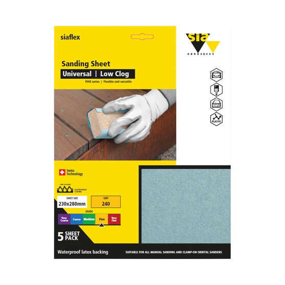 SIA Abrasives Sandpaper 5 Pack P240 - Siaflex 1948, , scanz_hi-res