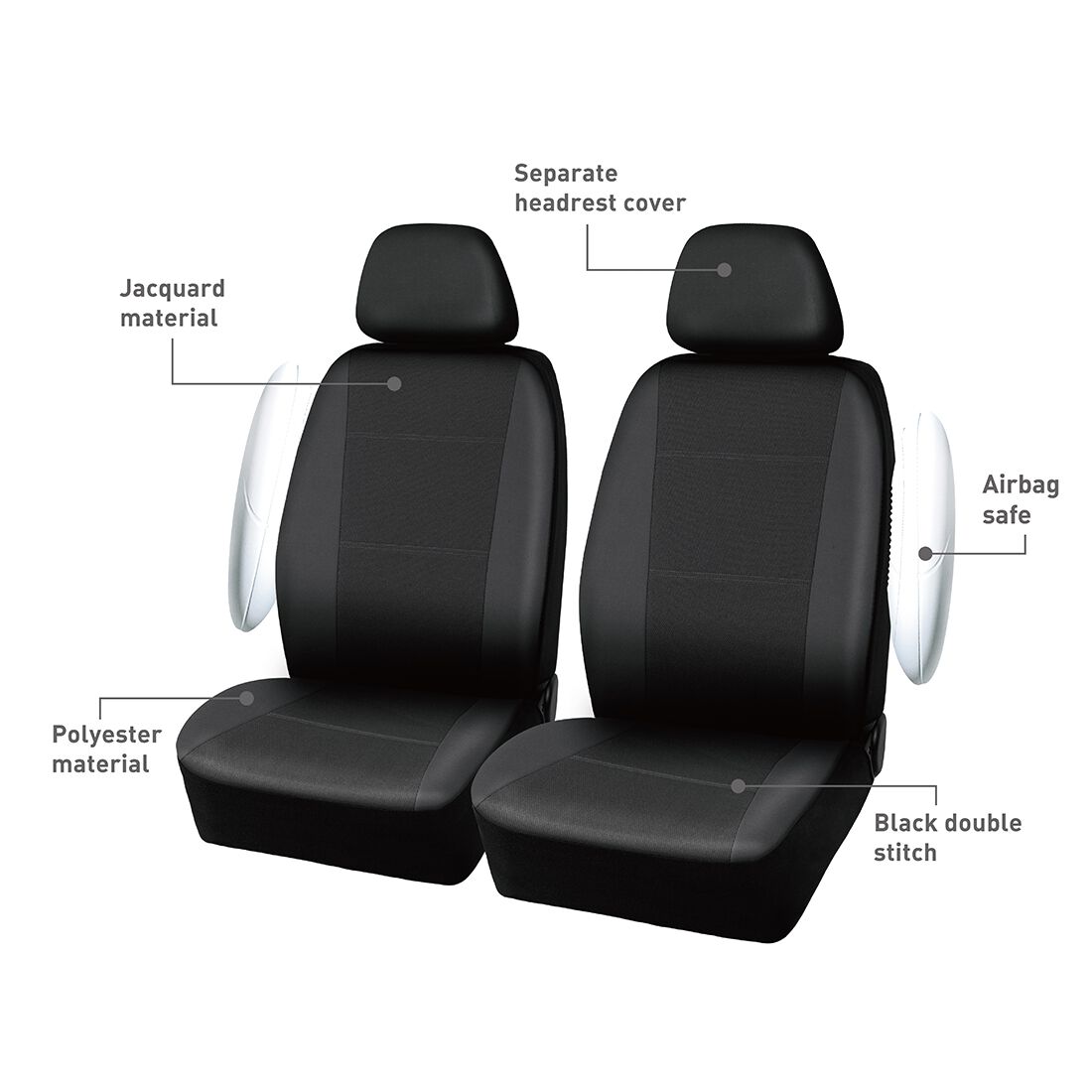 SCA Jacquard Seat Covers Black, Adjustable Headrests, Airbag Compatible, Size 30A, , scanz_hi-res