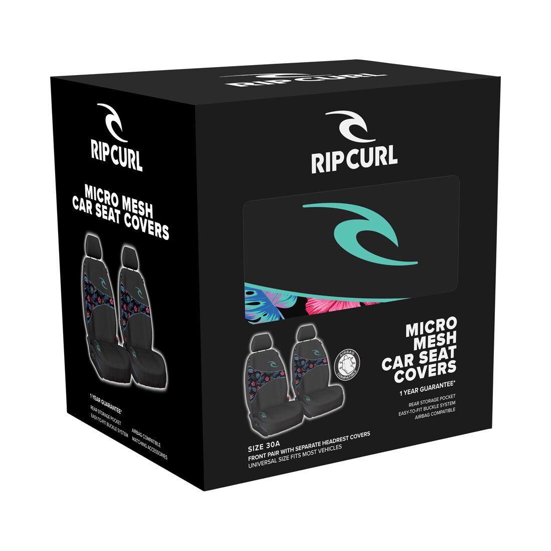 Rip Curl Tropical Floral Micro Mesh Seat Covers Adjustable Headrests Airbag Compatible, , scanz_hi-res