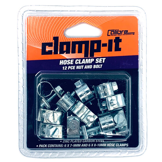 Calibre Hose Clamps - Zinc Plated, 12 Pieces, 7-9mm & 8-10mm, , scanz_hi-res