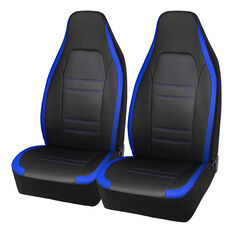 SCA Racing Leather Look & Mesh Seat Covers Black/Blue Airbag Compatible, , scanz_hi-res