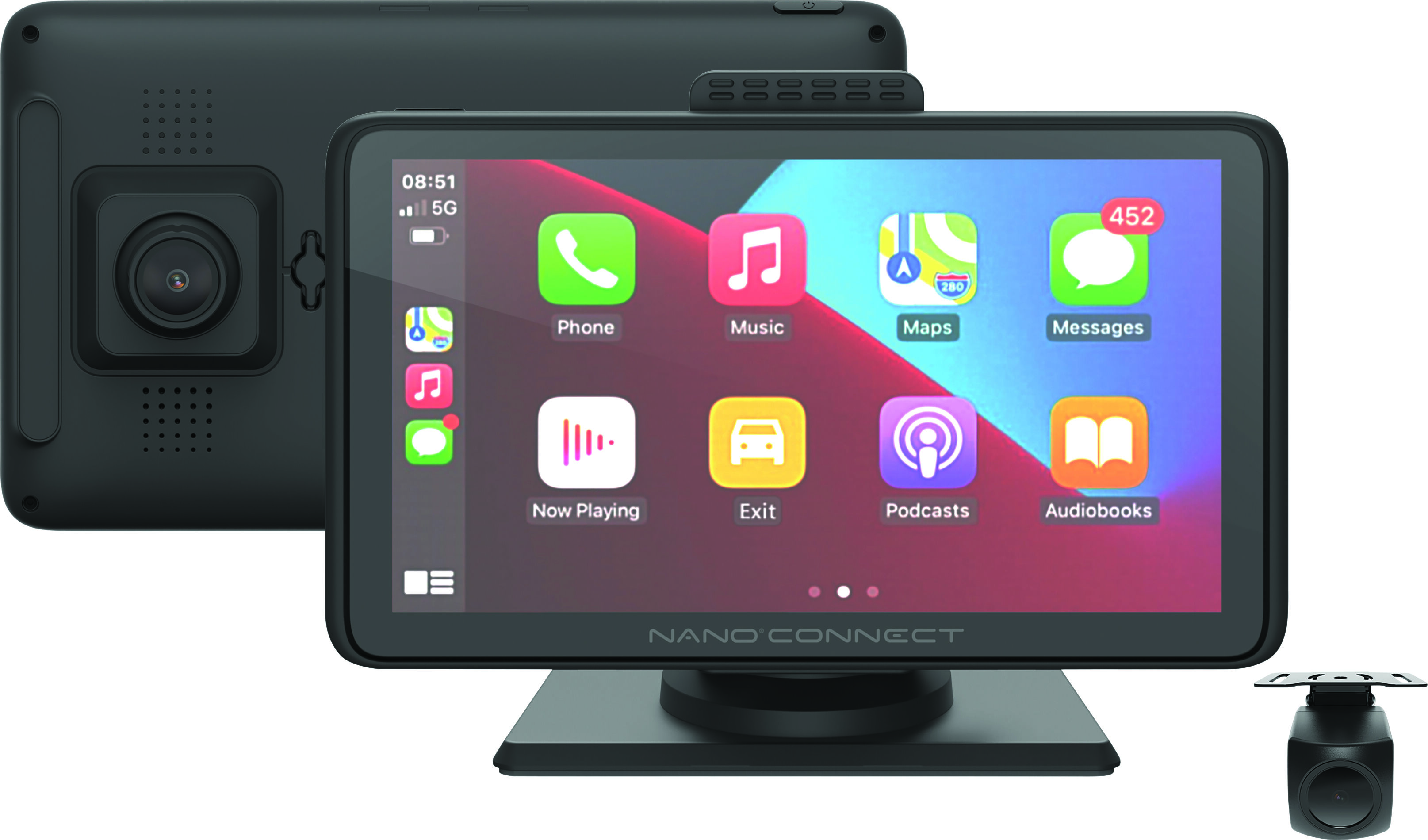 Nanocam Connect Wireless Smart Monitor 1080p Dash & Reverse Cam Kit NC-722DVR, , scanz_hi-res