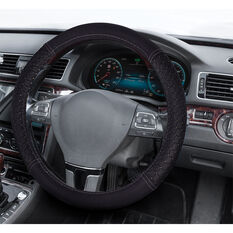 SCA Steering Wheel Cover & Seat Belt Buddies Black/Gold Dots 380mm Diameter, , scanz_hi-res
