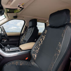 SCA Leather Look & PVC Seat Covers Black/Gold Adjustable Headrests Airbag Compatible, , scanz_hi-res