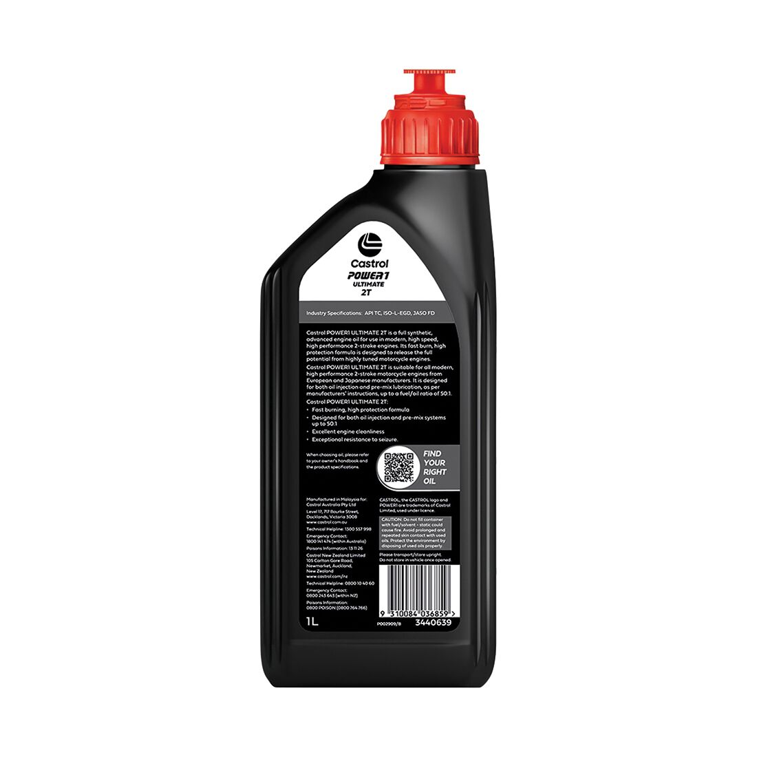 Castrol POWER 1 2T RACING Motorcycle Oil 1 Litre, , scanz_hi-res