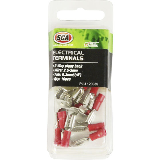 SCA Electrical Terminals - 2 Way Piggy Back, Red, 6.3mm, 10 Pack, , scanz_hi-res