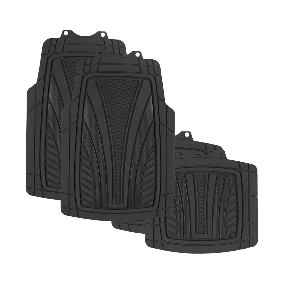 SCA Car Floor Mats PVC Rubber Heavy-Duty Trim Black Set of 4, , scanz_hi-res