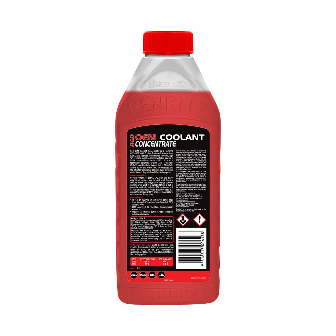 Penrite Red Long Life Anti Freeze / Anti Boil Coolant Concentrate - 1 Litre, , scanz_hi-res