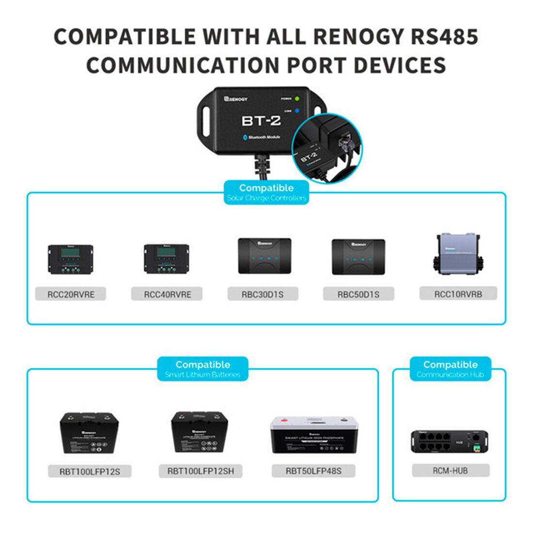 Renogy BT-2 Bluetooth Module for Rover Solar Charge Controllers, , scanz_hi-res