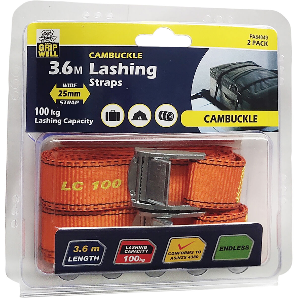 Luggage Strap - 3.6m, 100kg, 2 Pack, , scanz_hi-res