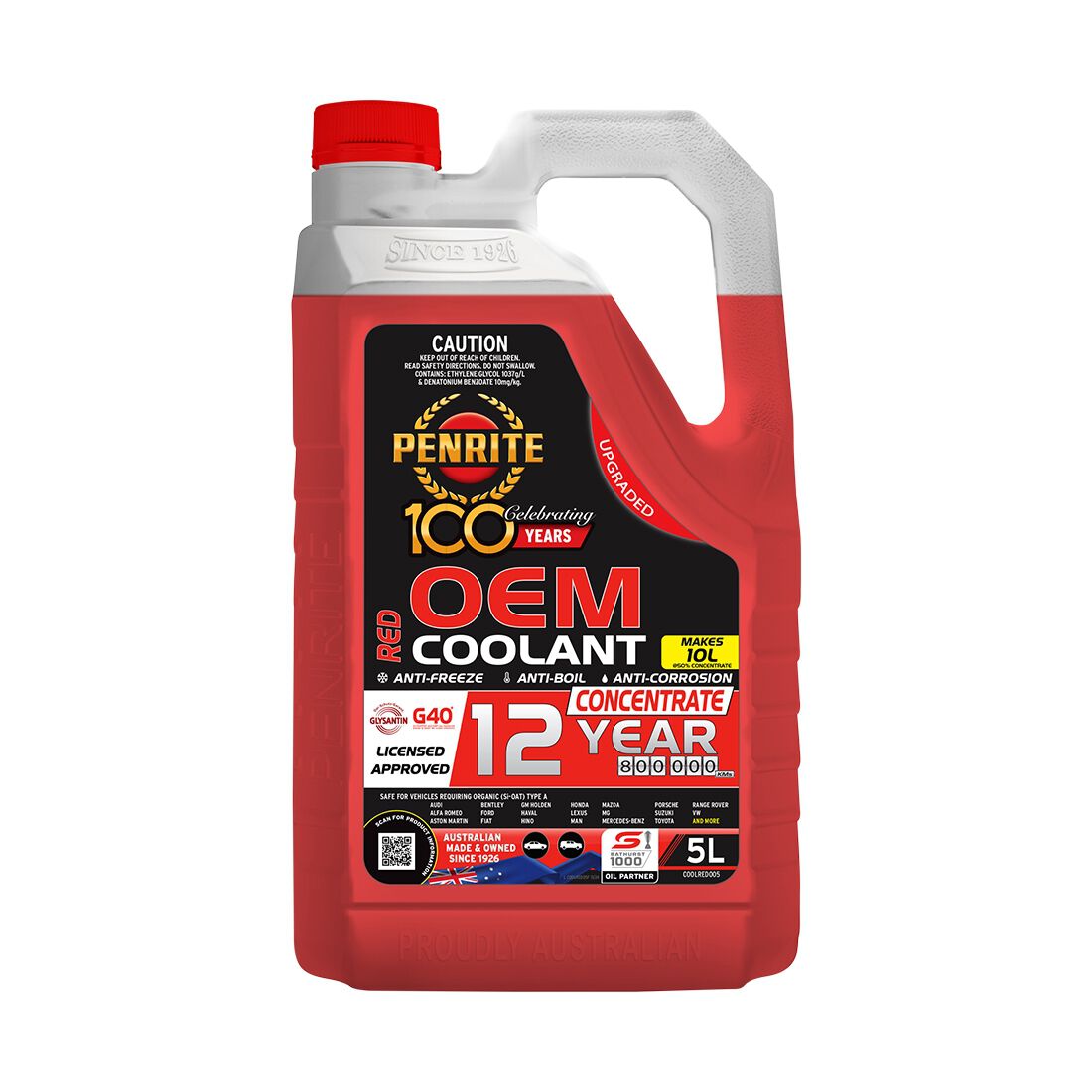Penrite Red Long Life Anti Freeze / Anti Boil Coolant Concentrate - 5 Litres, , scanz_hi-res