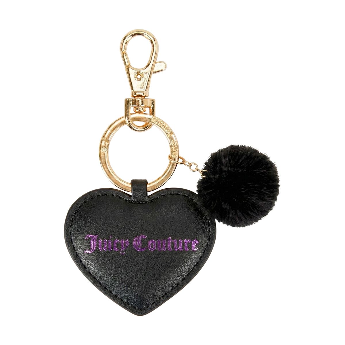 Juicy Couture Bling Juicy Keyring - Black Heart Pompom, , scanz_hi-res