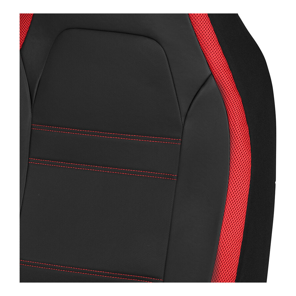 SCA Racing Leather Look & Mesh Seat Covers Black/Red Adjustable