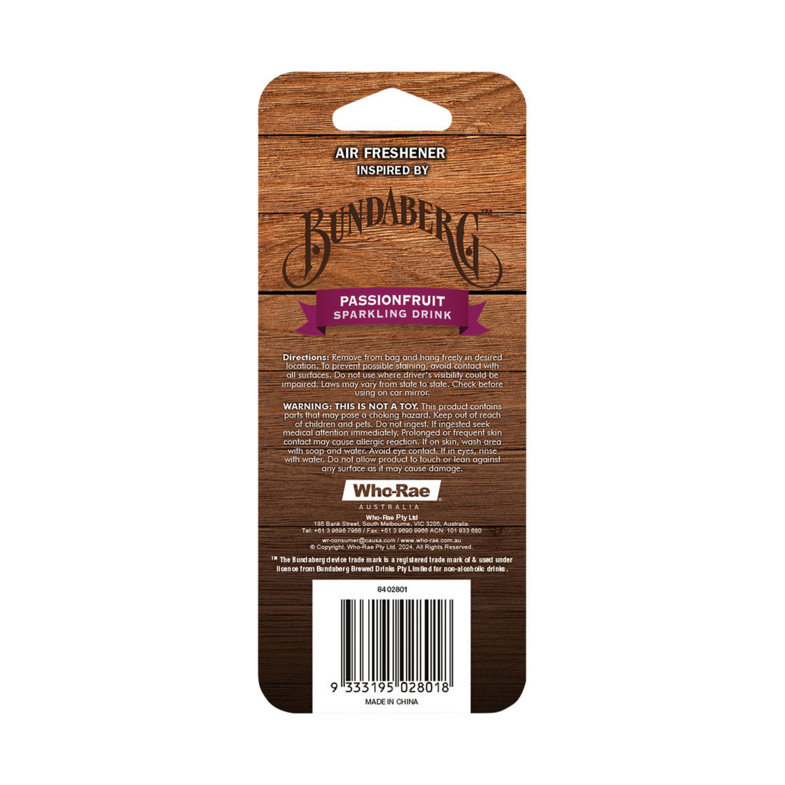 Bundaberg Carded Air Freshener - Passionfruit, , scanz_hi-res