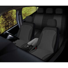 SCA Embroidered Jacquard Seat Cover Pack - Black, Adjustable Headrests, Airbag Compatible, , scanz_hi-res
