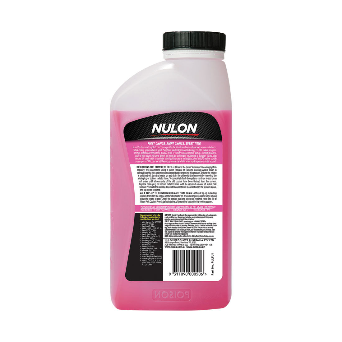 Nulon Pink Anti-Freeze / Anti-Boil Premix Coolant - 1 Litre, , scanz_hi-res