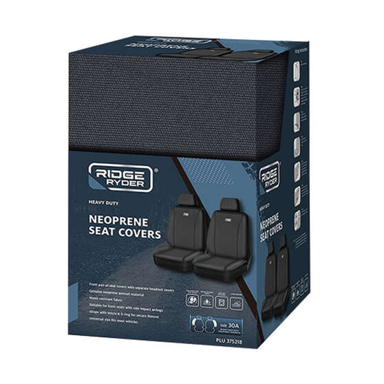 Ridge Ryder Canvas Seat Covers Charcoal/Black Piping Adjustable Headrests Airbag Compatible 30SAB, , scanz_hi-res