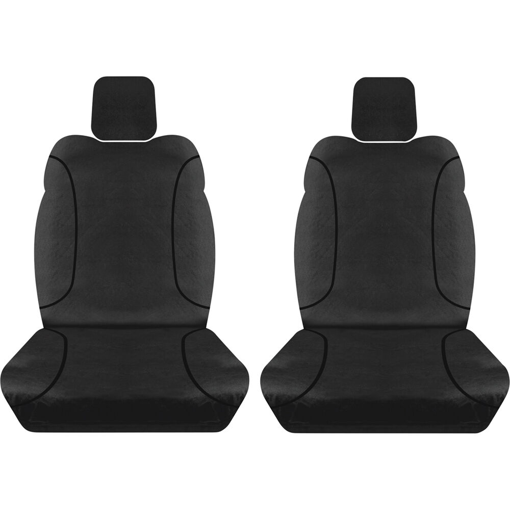 Tradies Canvas Ready Made Seat Covers Front Pair Black suits BT50/DMAX