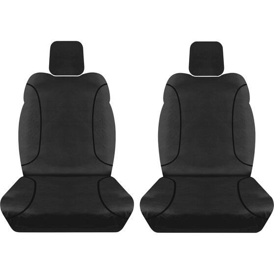 Tradies Canvas Ready Made Seat Covers Front Pair Black suits BT50/DMAX, , scanz_hi-res